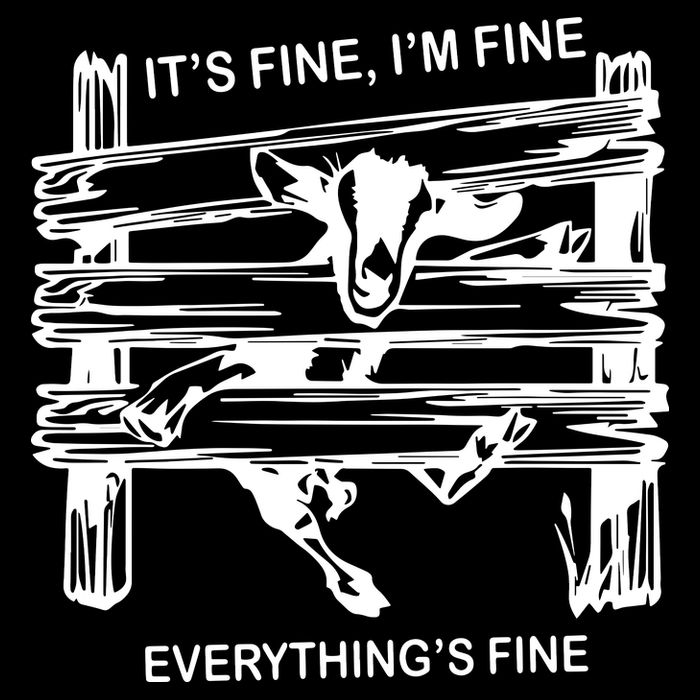 Funny Goat Its Fine Im Fine Everything Is Fine Stripe Pom Pom Beanie