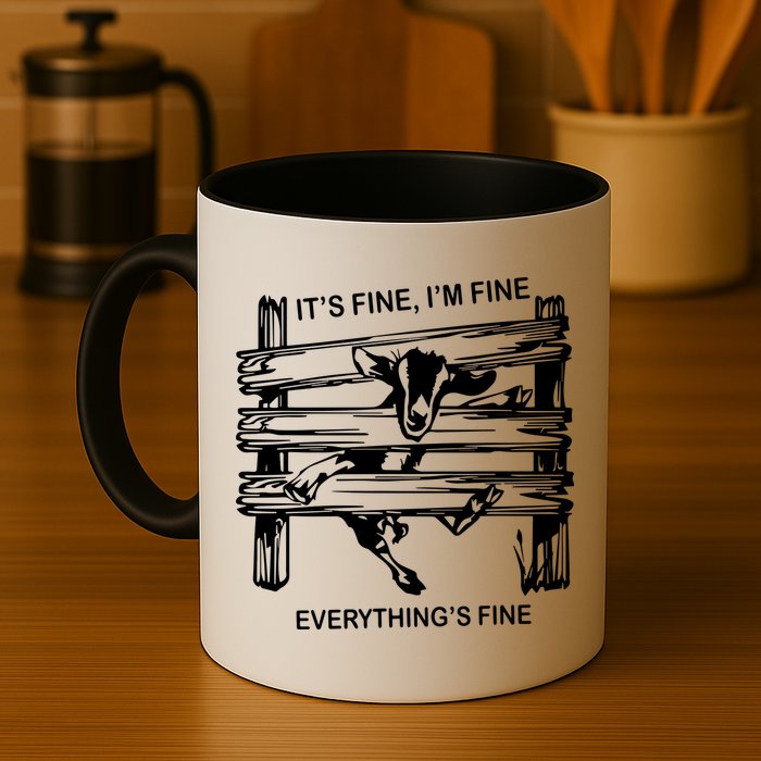 Funny Goat Its Fine Im Fine Everything Is Fine Mug
