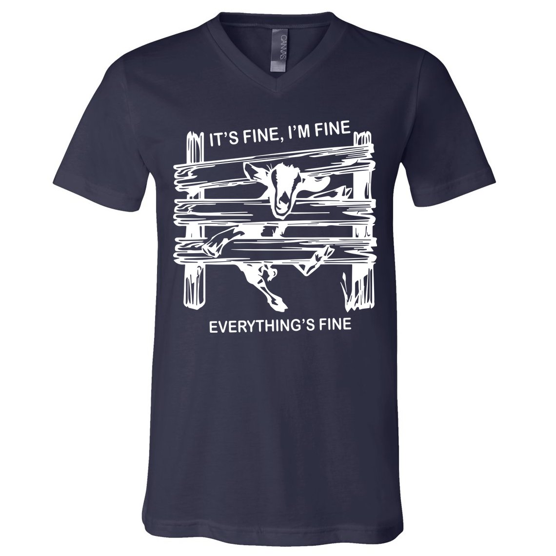 Funny Goat Its Fine Im Fine Everything Is Fine V-Neck T-Shirt