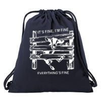 Funny Goat Its Fine Im Fine Everything Is Fine Drawstring Bag