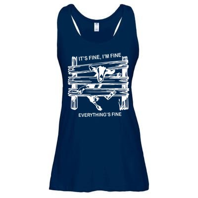Funny Goat Its Fine Im Fine Everything Is Fine Ladies Essential Flowy Tank