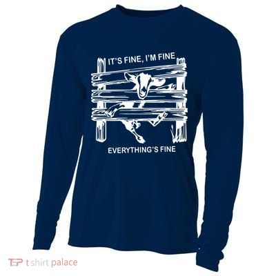 Funny Goat Its Fine Im Fine Everything Is Fine Cooling Performance Long Sleeve Crew