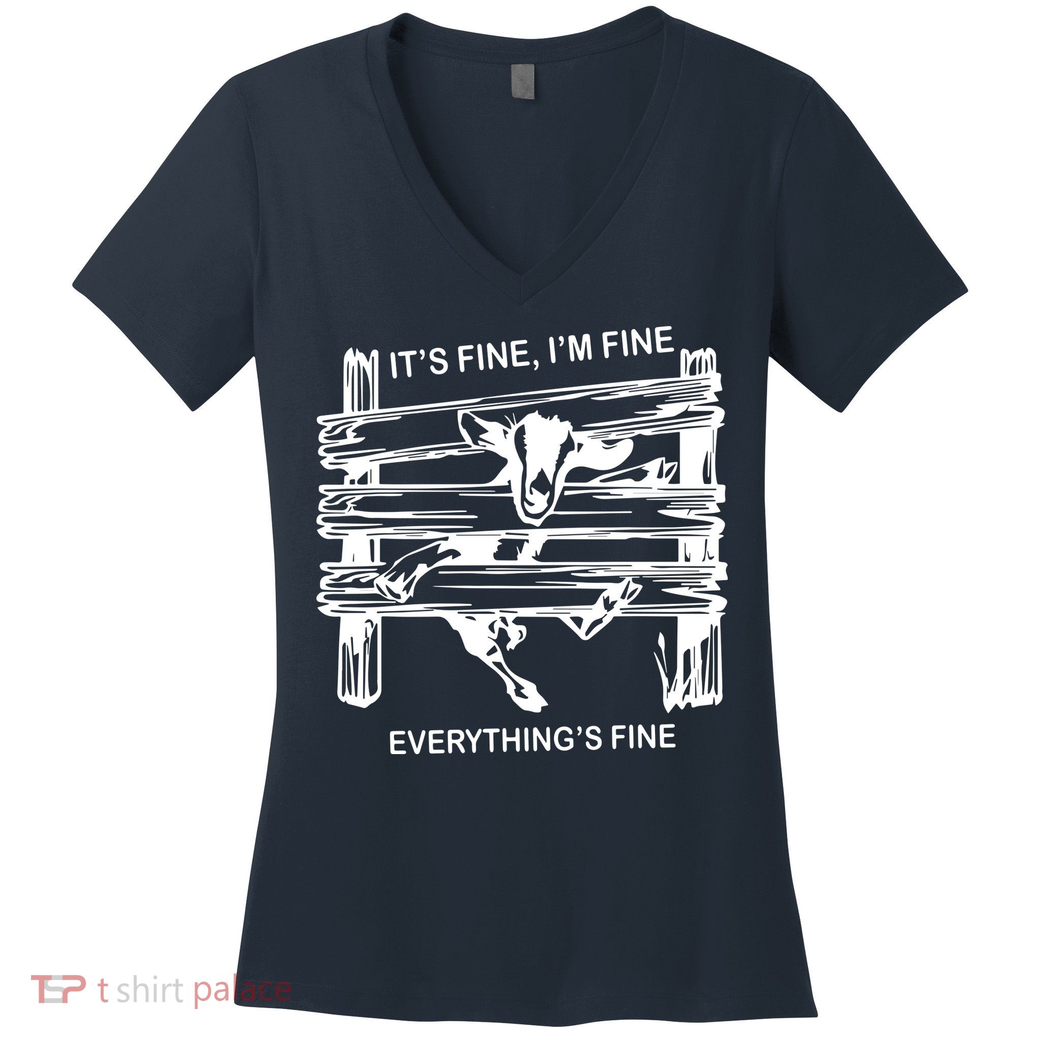 Funny Goat Its Fine Im Fine Everything Is Fine Women's V-Neck T-Shirt