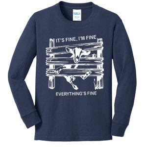 Funny Goat Its Fine Im Fine Everything Is Fine Kids Long Sleeve Shirt