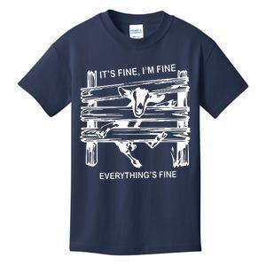 Funny Goat Its Fine Im Fine Everything Is Fine Kids T-Shirt