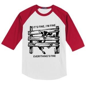 Funny Goat Its Fine Im Fine Everything Is Fine Kids Colorblock Raglan Jersey