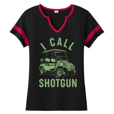 Funny Golfing I Call Shotgun Golf Cart Ladies Halftime Notch Neck Tee