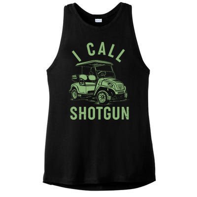 Funny Golfing I Call Shotgun Golf Cart Ladies PosiCharge Tri-Blend Wicking Tank