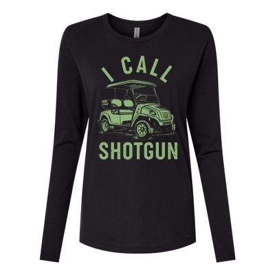 Funny Golfing I Call Shotgun Golf Cart Womens Cotton Relaxed Long Sleeve T-Shirt