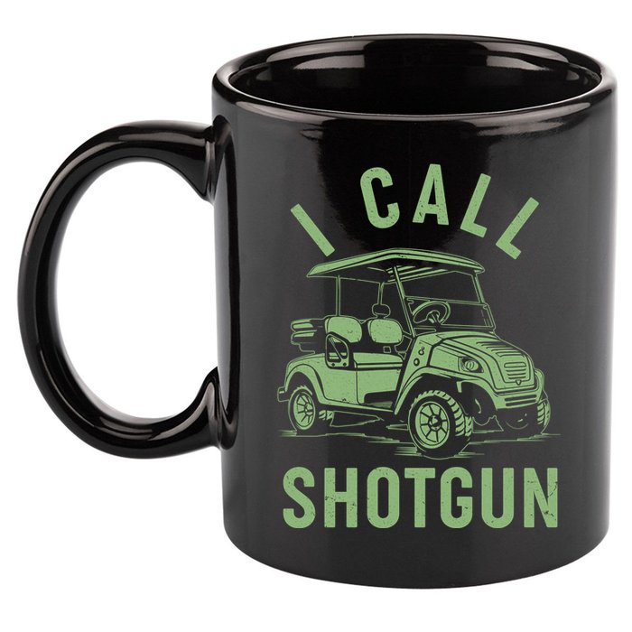Funny Golfing I Call Shotgun Golf Cart 11oz C Handle Ceramic Mug