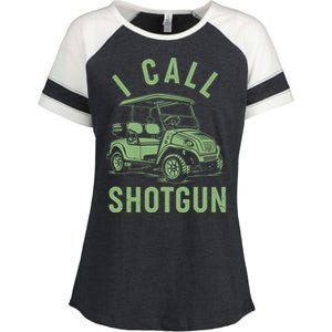 Funny Golfing I Call Shotgun Golf Cart Enza Ladies Jersey Colorblock Tee