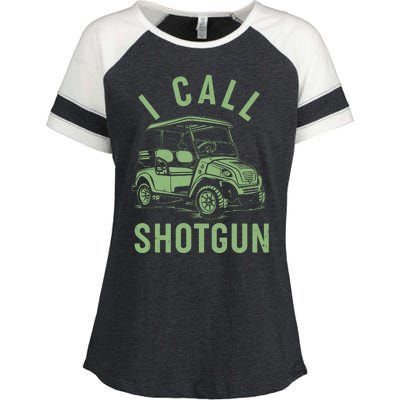 Funny Golfing I Call Shotgun Golf Cart Enza Ladies Jersey Colorblock Tee