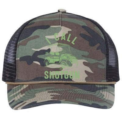 Funny Golfing I Call Shotgun Golf Cart Retro Rope Trucker Hat Cap