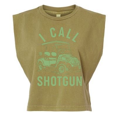 Funny Golfing I Call Shotgun Golf Cart Garment-Dyed Women's Muscle Tee