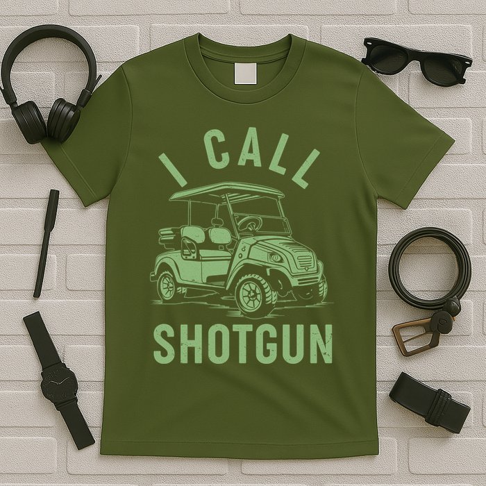 Funny Golfing I Call Shotgun Golf Cart T-Shirt