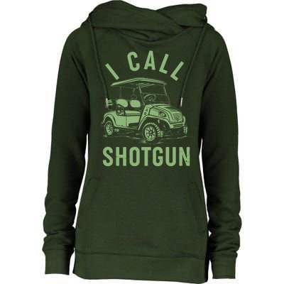 Funny Golfing I Call Shotgun Golf Cart Womens Funnel Neck Pullover Hood