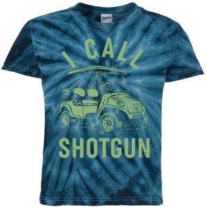 Funny Golfing I Call Shotgun Golf Cart Kids Tie-Dye T-Shirt