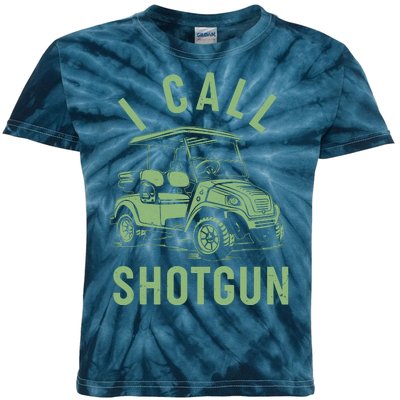 Funny Golfing I Call Shotgun Golf Cart Kids Tie-Dye T-Shirt