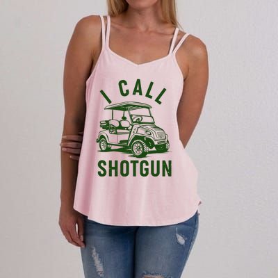 Funny Golfing I Call Shotgun Golf Cart Women's Strappy Tank