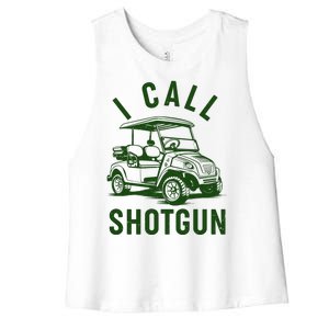 Funny Golfing I Call Shotgun Golf Cart Women's Racerback Cropped Tank