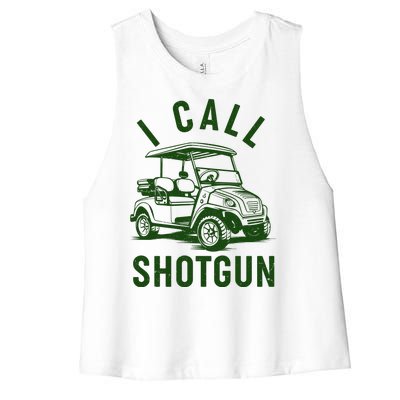 Funny Golfing I Call Shotgun Golf Cart Women's Racerback Cropped Tank