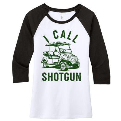 Funny Golfing I Call Shotgun Golf Cart Women's Tri-Blend 3/4-Sleeve Raglan Shirt