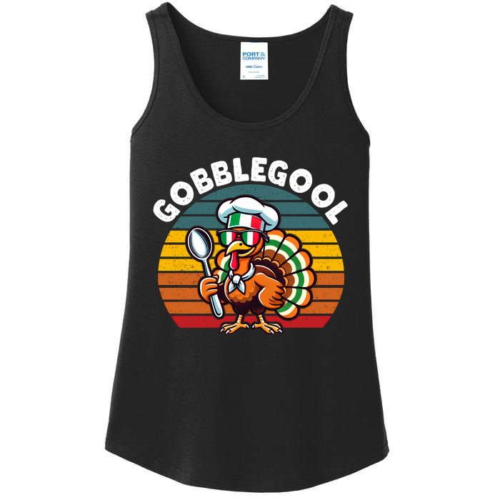 Funny Gobblegool Italian Gobble Turkey Day Fall Thanksgiving Long Sleeve Ladies Essential Tank