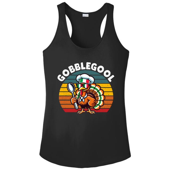 Funny Gobblegool Italian Gobble Turkey Day Fall Thanksgiving Long Sleeve Ladies PosiCharge Competitor Racerback Tank