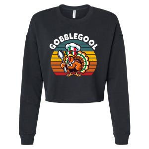 Funny Gobblegool Italian Gobble Turkey Day Fall Thanksgiving Long Sleeve Cropped Pullover Crew