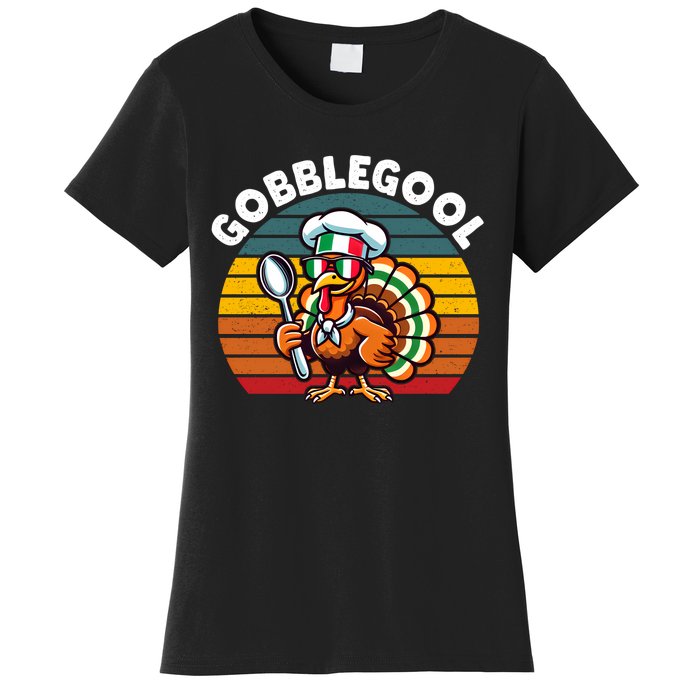 Funny Gobblegool Italian Gobble Turkey Day Fall Thanksgiving Long Sleeve Women's T-Shirt