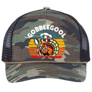 Funny Gobblegool Italian Gobble Turkey Day Fall Thanksgiving Long Sleeve Retro Rope Trucker Hat Cap