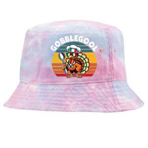 Funny Gobblegool Italian Gobble Turkey Day Fall Thanksgiving Long Sleeve Tie-Dyed Bucket Hat