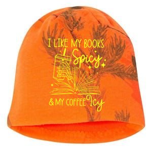 Funny Gift I Like My Books Spicy And My Coffee Icy Book Lover Kati - Camo Knit Beanie