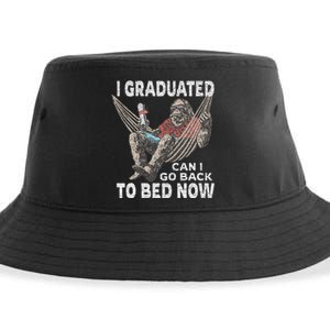 Funny Graduation I Graduated Can I Go Back To Bed Now Sustainable Bucket Hat