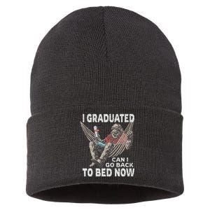 Funny Graduation I Graduated Can I Go Back To Bed Now Sustainable Knit Beanie