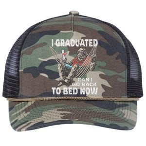 Funny Graduation I Graduated Can I Go Back To Bed Now Retro Rope Trucker Hat Cap