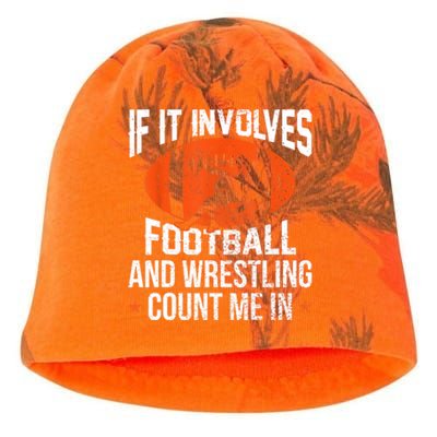 Funny Gift If It Involves Football And Wrestling Count Me Gift Kati - Camo Knit Beanie