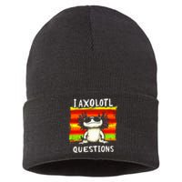 Funny Graphic I Axolotl Questions Sustainable Knit Beanie