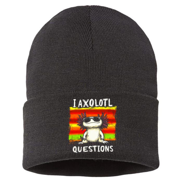 Funny Graphic I Axolotl Questions Sustainable Knit Beanie