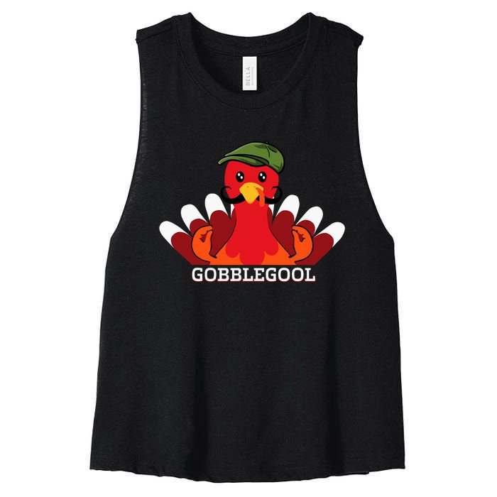 Funny Gobblegool Italian Gobble Turkey Day Fall Thanksgiving Women's Racerback Cropped Tank