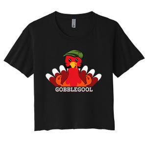 Funny Gobblegool Italian Gobble Turkey Day Fall Thanksgiving Women's Crop Top Tee