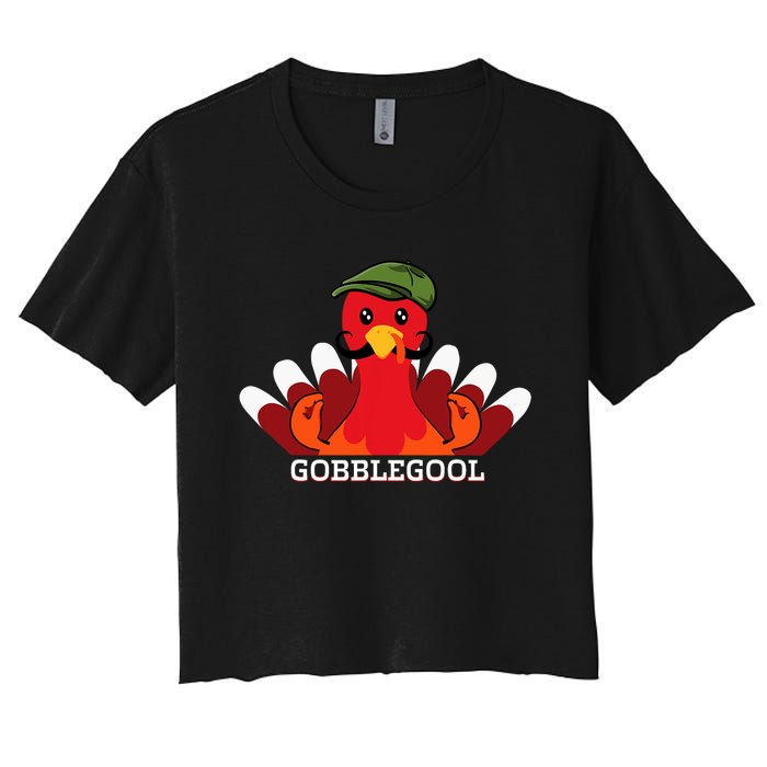 Funny Gobblegool Italian Gobble Turkey Day Fall Thanksgiving Women's Crop Top Tee