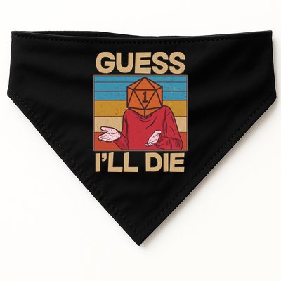 Funny Guess I'll Die Meme DnD Dice Dungeon And Dragons Fan USA-Made Doggie Bandana