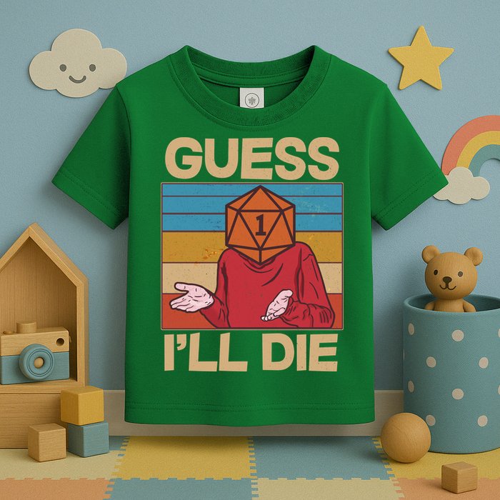 Funny Guess I'll Die Meme DnD Dice Dungeon And Dragons Fan Toddler T-Shirt