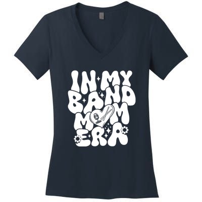 Funny Groovy In My Band Mom Era Trendy Band Mom Gift Women's V-Neck T-Shirt