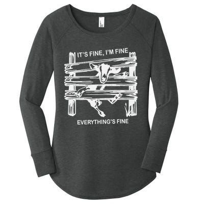 Funny Goat It's Fine I'm Fine Everything Is Fine Women's Perfect Tri Tunic Long Sleeve Shirt