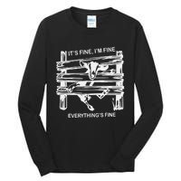 Funny Goat It's Fine I'm Fine Everything Is Fine Tall Long Sleeve T-Shirt