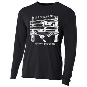 Funny Goat It's Fine I'm Fine Everything Is Fine Cooling Performance Long Sleeve Crew