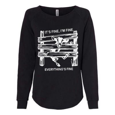 Funny Goat It's Fine I'm Fine Everything Is Fine Womens California Wash Sweatshirt