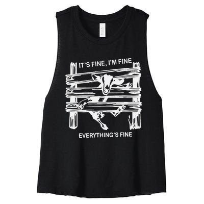 Funny Goat It's Fine I'm Fine Everything Is Fine Women's Racerback Cropped Tank